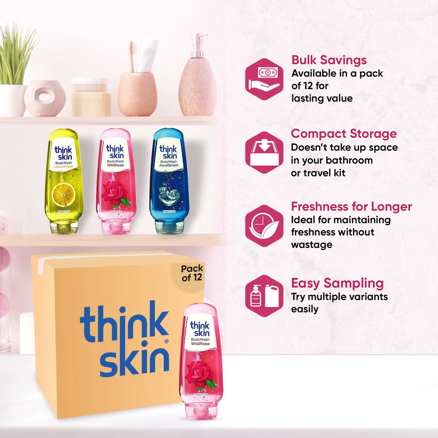 Body Wash Wild Rose 250ml (Pack of 12)