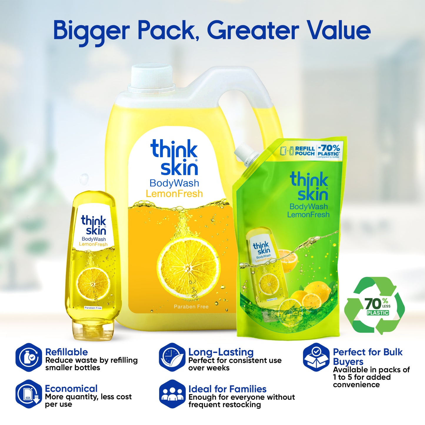 Body Wash Lemon Fresh 1L Refill Pouch (Pack of 2)