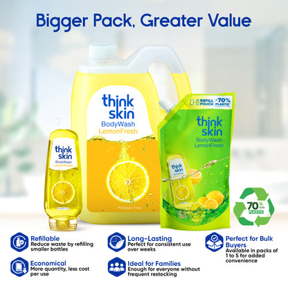 Body Wash Lemon Fresh 1L Refill Pouch (Pack of 2)